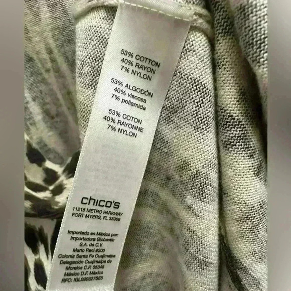 Chicos Leopard Print Cardigan Sweater Size 3 Brown Tan - Picture 6 of 6